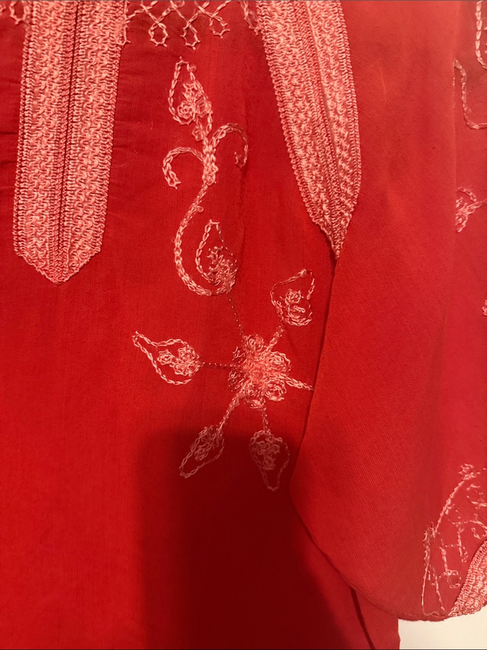 MT Red Embroidered Bohemian Peasant Cottagecore Blouse Size M - Picture 9 of 9